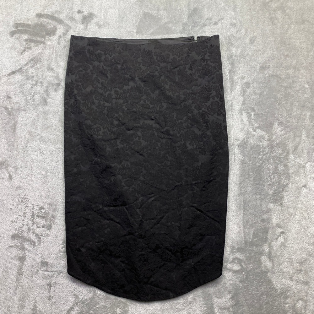 BIRD by Juicy Couture Black Floral Jacquard Pencil Skirt Italian Fabric Size 4